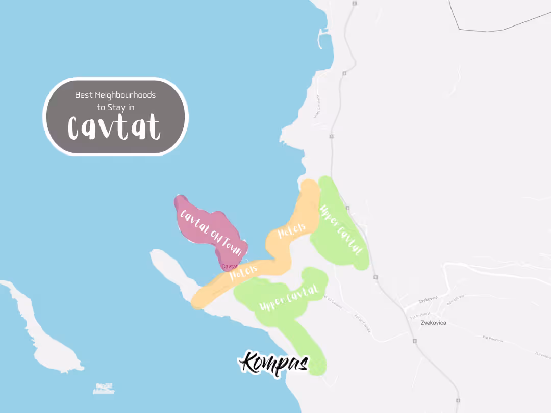 map of Cavtat showing hotel and accommodation locations