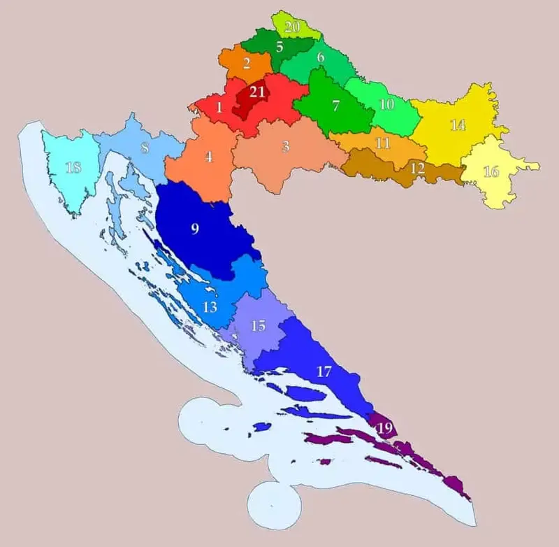 Map of administrative division of Croatia