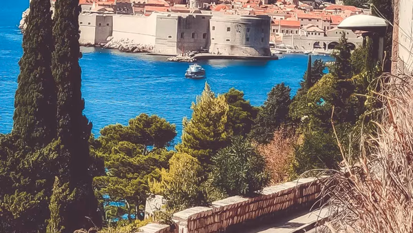 driving in Dubrovnik coastal road with city view