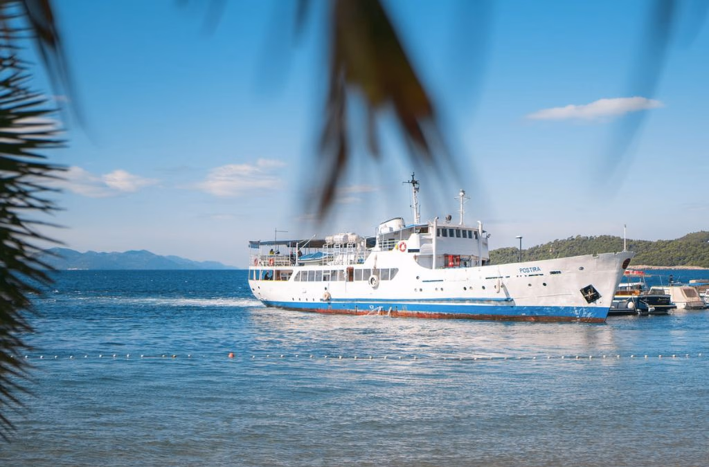 Passenger ferry docking at an Elafiti Island near Dubrovnik.