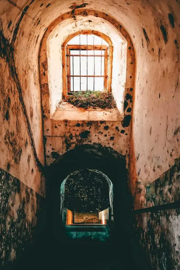Interior of Fort Imperial on Mount Srđ with museum exhibits.