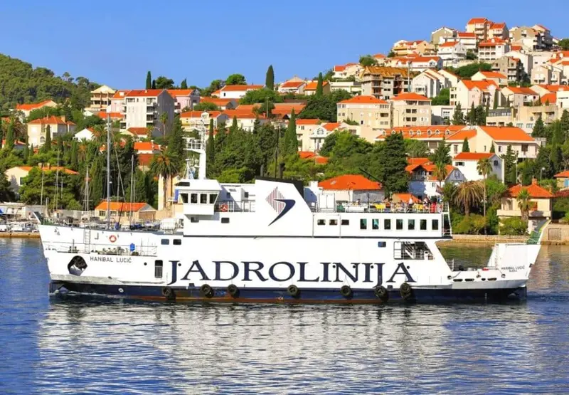 Car ferry Hanibal Lucić sailing past Dubrovnik.
