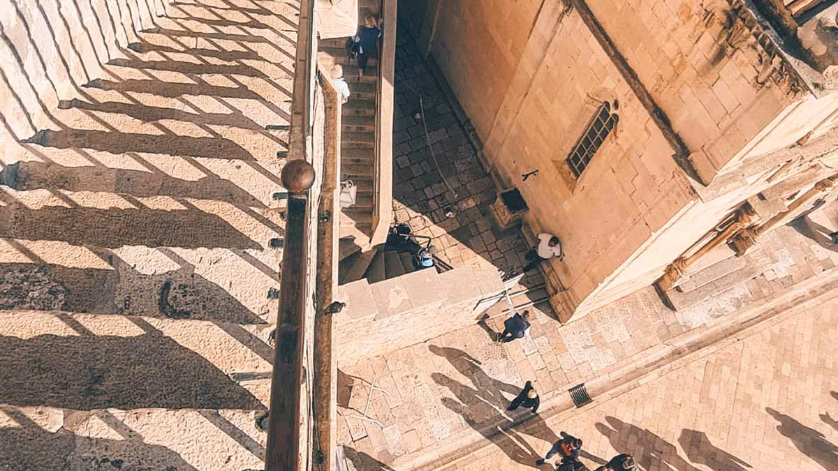 Image showing a high number of steps leading up to Dubrovnik City Walls.