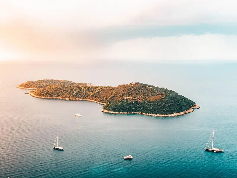 Lokrum Island across the sea as seen from Dubrovnik bus route 17.