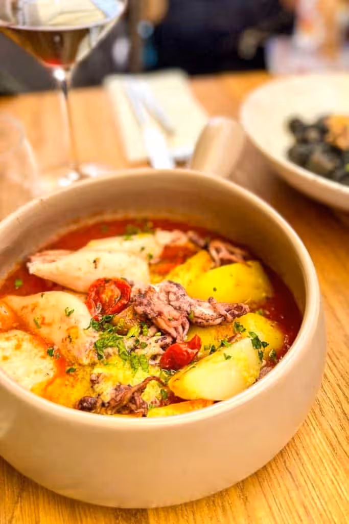 Dalmatian style octopus stew in traditional dish