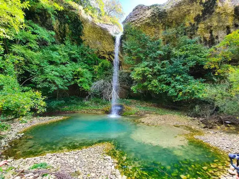 Butoniga Waterfalls spilling into a rocky gorge in central Istria.