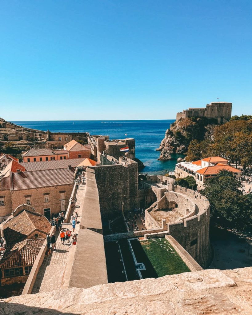 Dubrovnik's outer curtain walls with towers, forts and city gates.