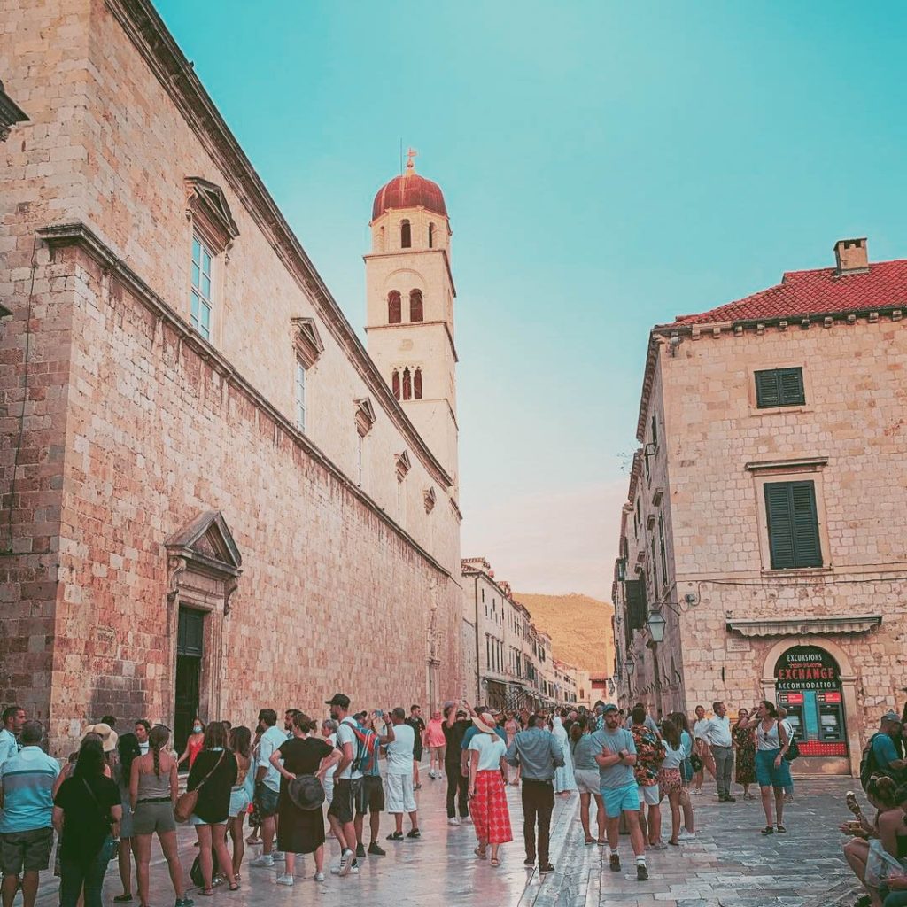 Entrance through Pile Gate into Stradun in Dubrovnik Old Town.