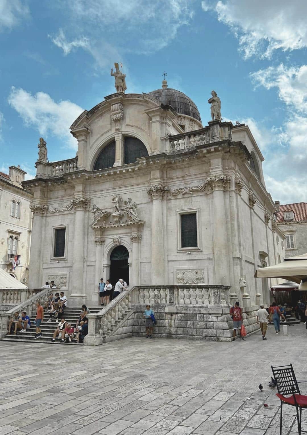 Panorama of Luža Square with St. Blaise Church and surrounding palaces.