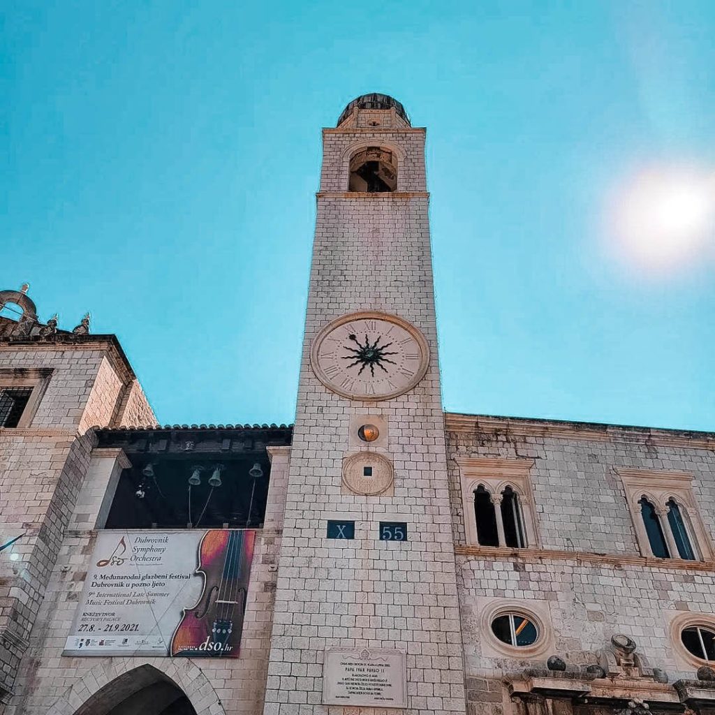 Bell Tower above Stradun in Dubrovnik Old Town.
