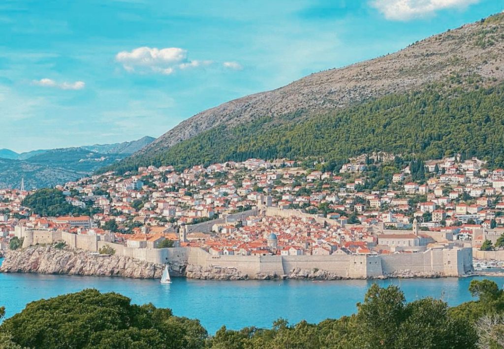 View of Dubrovnik's south walls photographed from Lokrum Island.