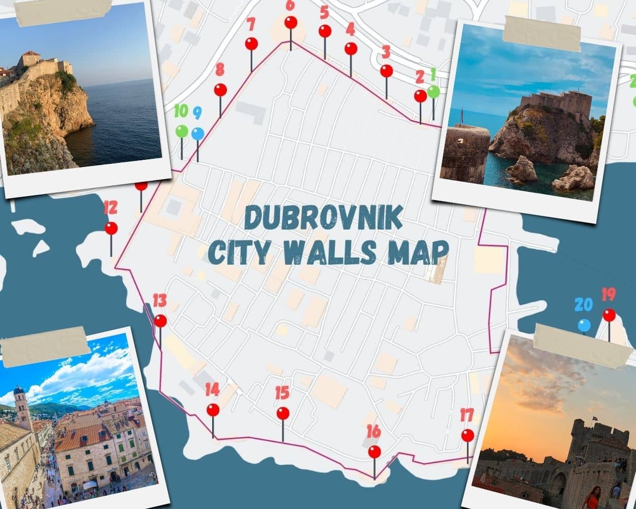 Dubrovnik City Walls Map: Entrances, Stops & More