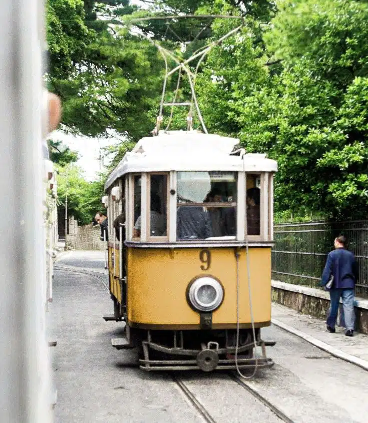 Colored old photo of Dubrovnik public tram